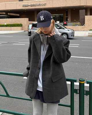 Neck Button Rib Knit Balaclava