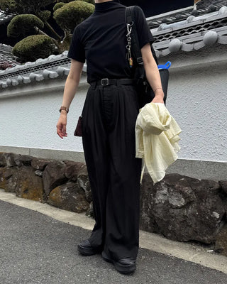 Basic half-neck T-shirt