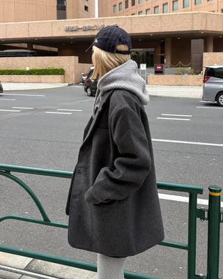 Neck Button Rib Knit Balaclava