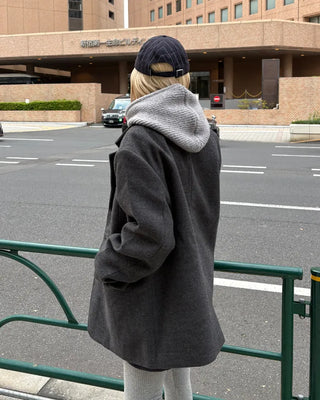 Neck Button Rib Knit Balaclava