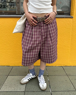 (ORIGINAL) Tartan Check Half Wide Easy Pants