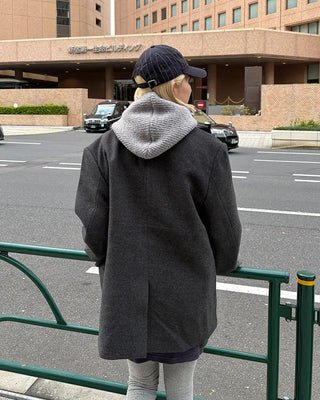 Neck Button Rib Knit Balaclava