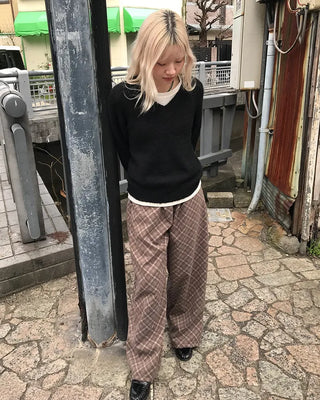 Checked wide-leg pants