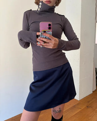 Simple satin trappé mini skirt