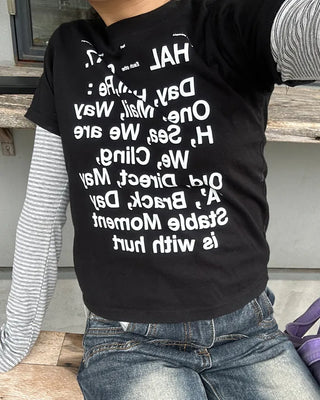 Border Center Metal Tag Long T-Shirt