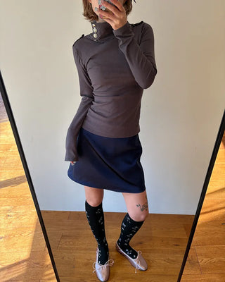 Simple satin trappé mini skirt