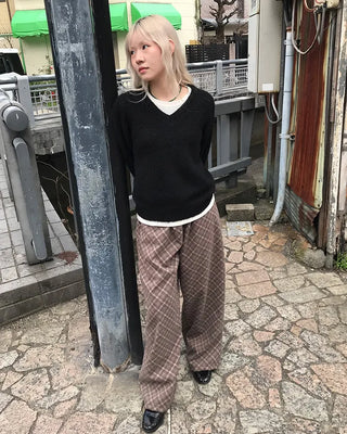 V-neck angora knit