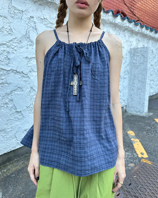 Checked Shirred Camisole