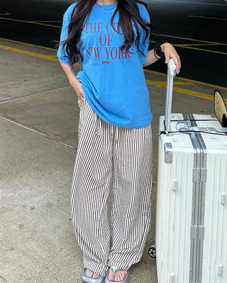 Wrinkle Wide Stripe Pants