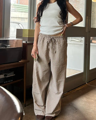 Striped linen ripple easy pants