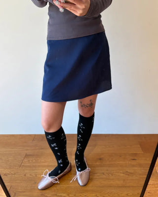 Simple satin trappé mini skirt