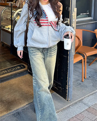 Vintage Whisker Washed Straight Denim Pants