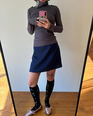 Simple satin trappé mini skirt