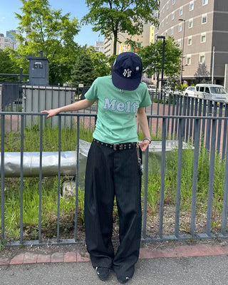 Striped wide slacks