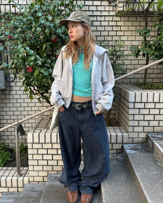 Striped wide summer denim pants