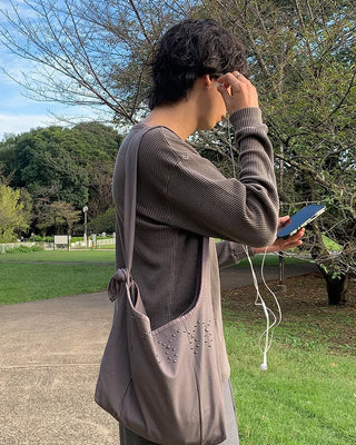 Pigmented waffle long-sleeved T-shirt