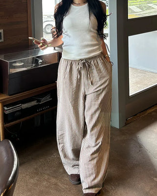 Striped linen ripple easy pants