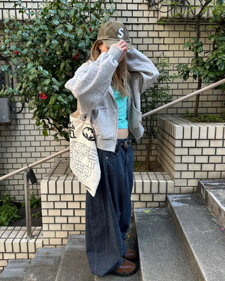 Striped wide summer denim pants
