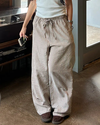 Striped linen ripple easy pants