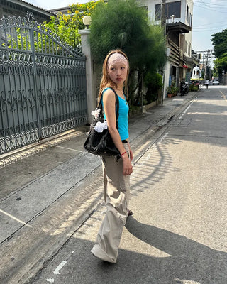 Double cargo pocket cotton pants