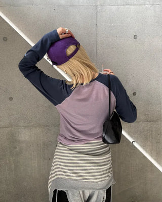 Two-tone raglan Tencel mix long-sleeved T-shirt