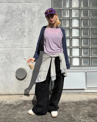 Coin pocket straight black cotton pants