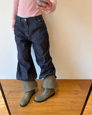 2-Way Wrap Knee-High Leather Boots