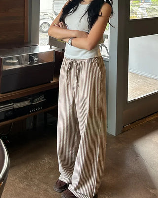 Striped linen ripple easy pants