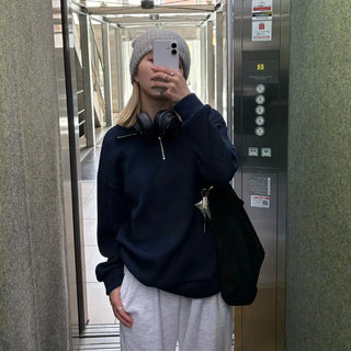 Unisex Basic Half-Zip Knit
