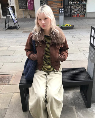 Layered Fur Mouton Jacket