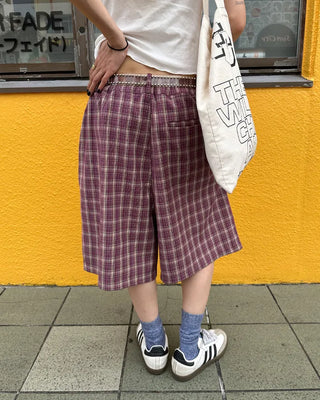 (ORIGINAL) Tartan Check Half Wide Easy Pants