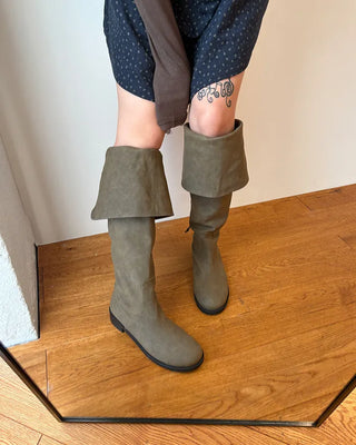 2-Way Wrap Knee-High Leather Boots