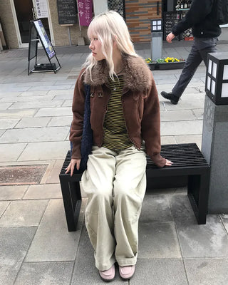 Layered Fur Mouton Jacket