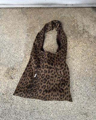 Leopard print one-pocket one-shoulder tote bag
