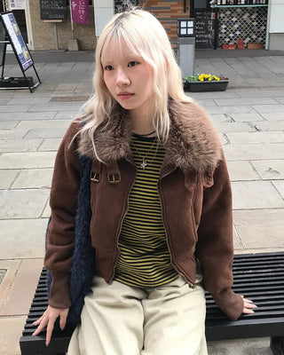 Layered Fur Mouton Jacket