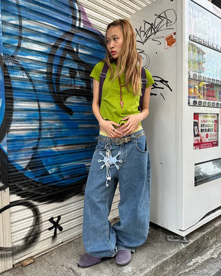Short-sleeved semi-cropped color T-shirt