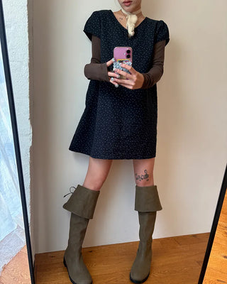 Teardrop neck gauze quilted tunic
