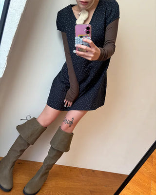 Teardrop neck gauze quilted tunic