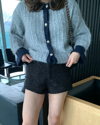 Two-tone gold button cardigan
