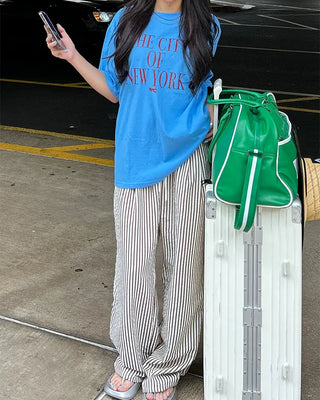 Wrinkle Wide Stripe Pants