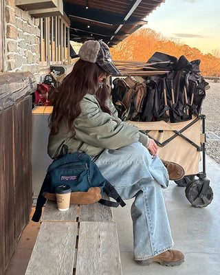 Stand-up neck flap unique pocket bomber jumper