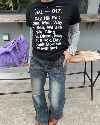 Border Center Metal Tag Long T-Shirt