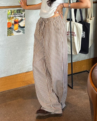 Striped linen ripple easy pants