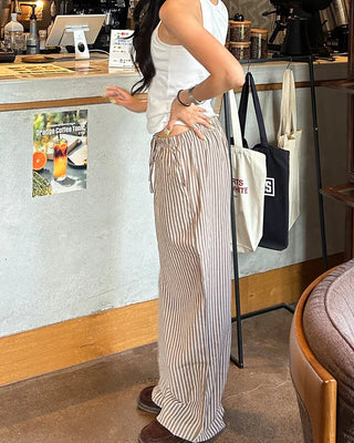 Striped linen ripple easy pants