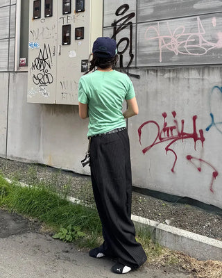 Striped wide slacks