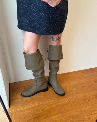 2-Way Wrap Knee-High Leather Boots