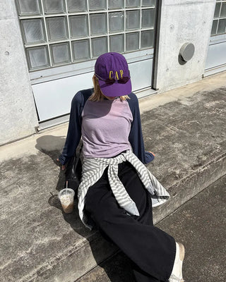 Two-tone raglan Tencel mix long-sleeved T-shirt