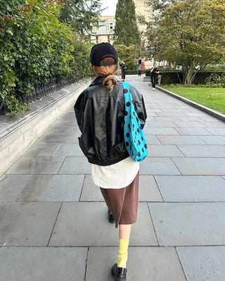 Zip-fly leather blouson jacket