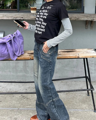 Border Center Metal Tag Long T-Shirt
