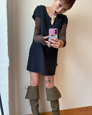 Teardrop neck gauze quilted tunic